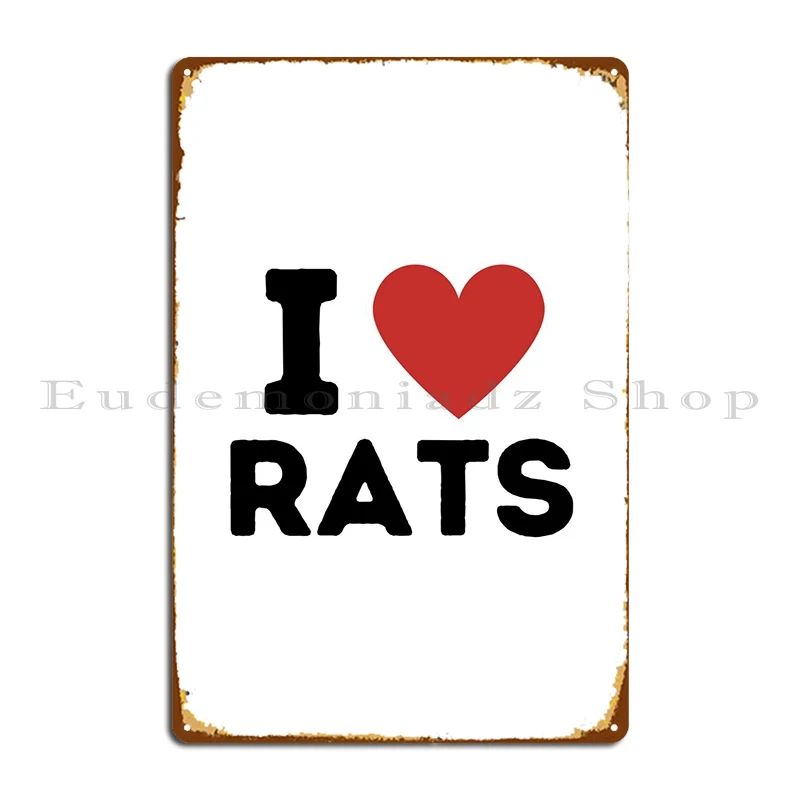 

Я люблю крыс, простое сердце, металлические знаки, Настенный декор, искусственная кухня, печатная роспись, жестяной знак, плакат