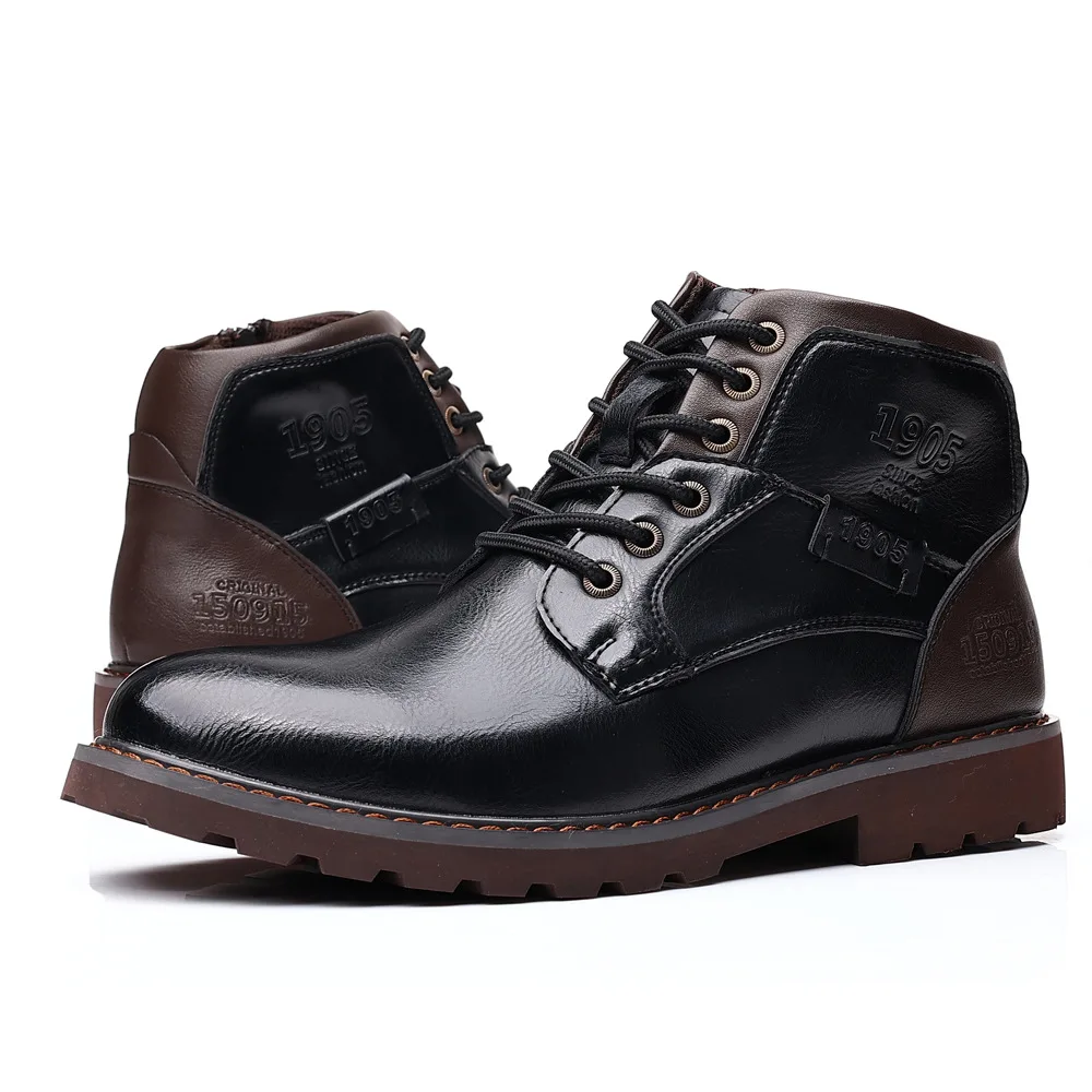 Men's Boots Fashion Chelsea Boots Leather Ankle Side Zipper Non-slip Large size for Men Platform Zapatos De Hombre