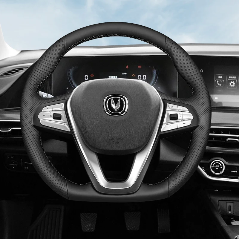 

Customized Hand Sewing Car Steering Wheel Cover for Changan CS55 CS95 CS35 Plus CS75 EADO Unit Genuine Leather Car Accessories