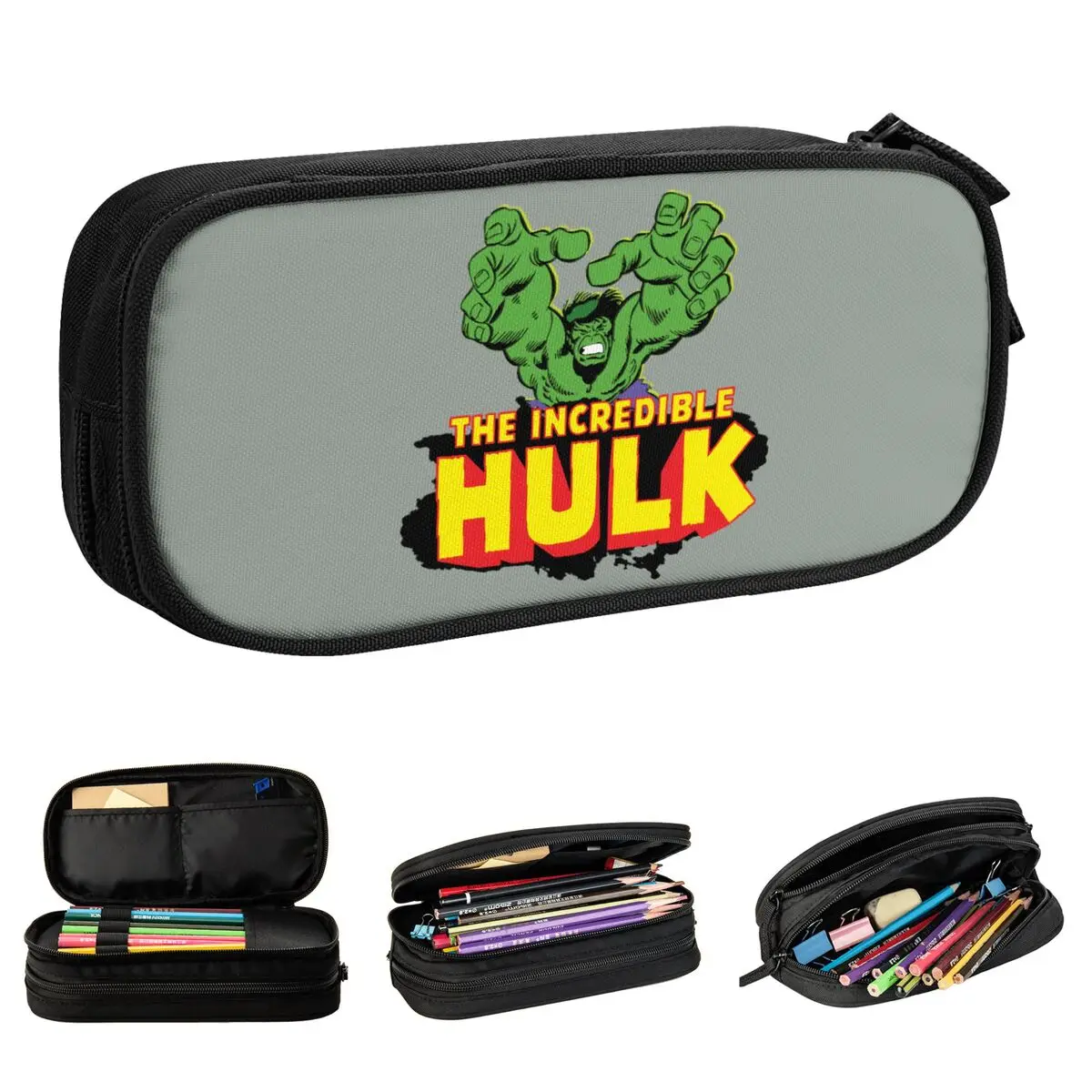The Amazing Hulk Logo Pencilcases Fashion Pen Bag Kids Big Capacity Studenti School Zipper Pencilcases