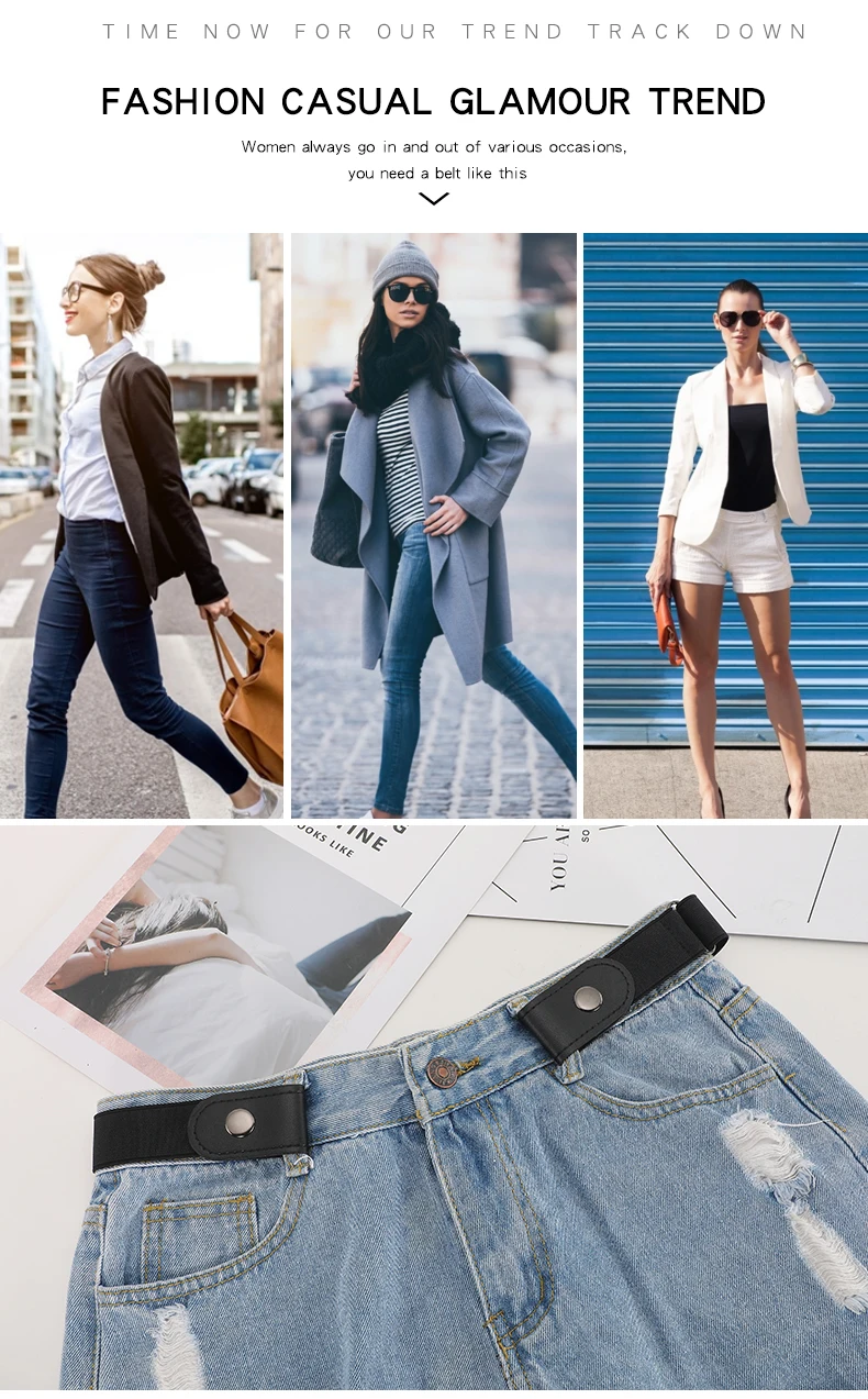 Schnallenfreier Gürtel für Jeanshosen, Kleider, Stretch-elastischer Taillengürtel ohne Schnalle für Damen/Herren, keine Ausbuchtung, kein Ärger – Detail 5