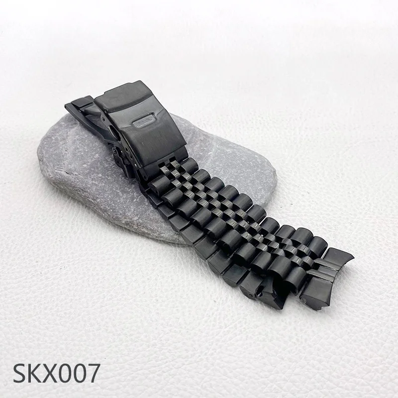 Stainless Steel 22mm Watch Bracelet with Deployment Folding Buckle and Solid Arc Ends