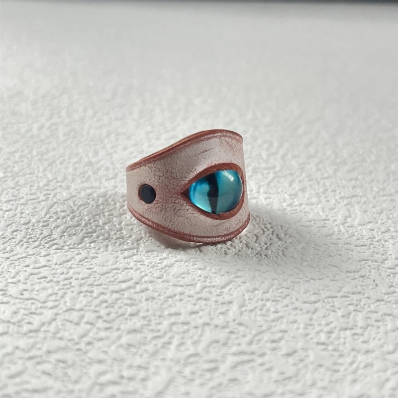 Handmade Blue Evil Eyes Cowhides Leather Ring Adjustable Unisex Ring Fashion Jewelry for Him and Her Daily Wear Ornament 4