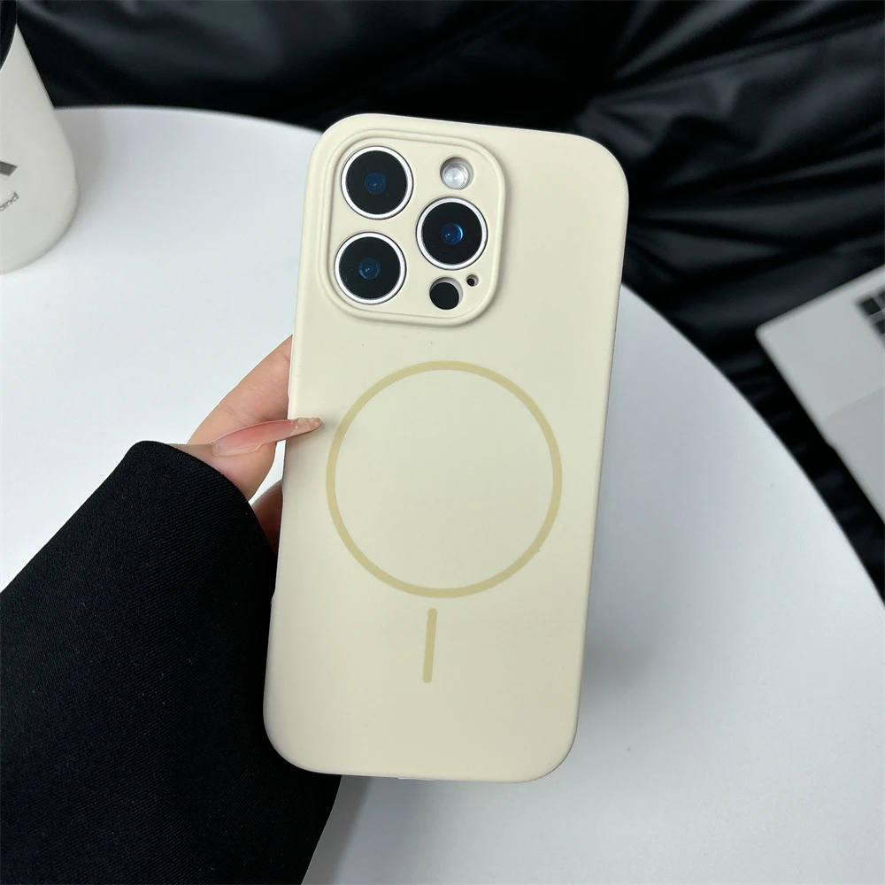 Magnetic Liquid Silicone Phone Case with Wireless Charging and Camera Protection