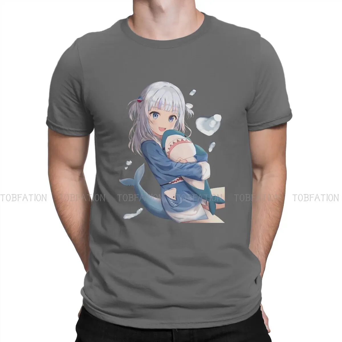 

Peeker Shark Hug Cute Classic Casual TShirt Gawr Gura Cartoon Creative Tops Comfortable T Shirt Male Tee Special Gift Idea