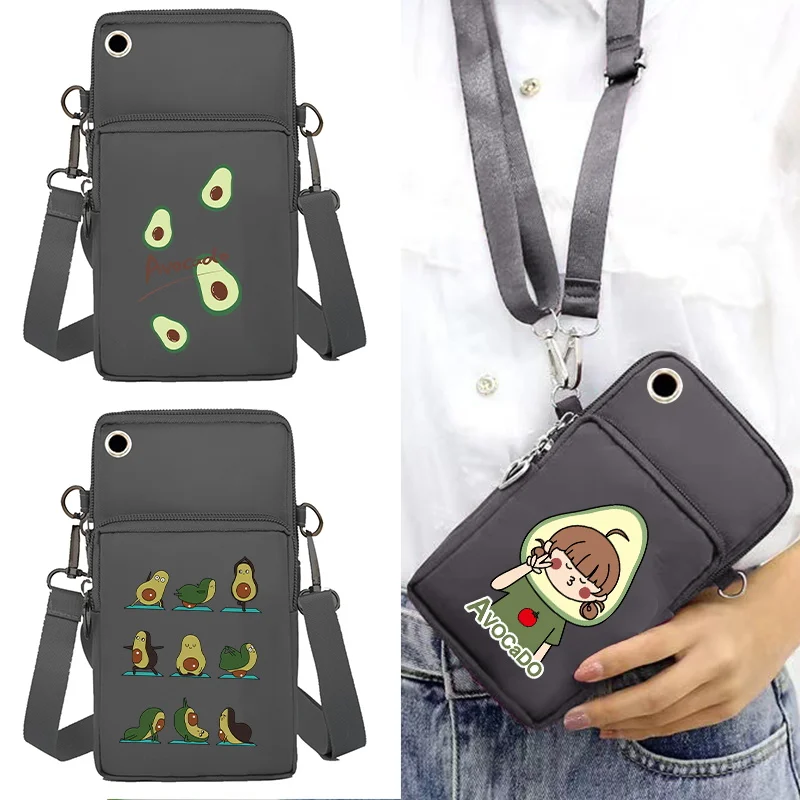 Mobile Phone Bag Universal IPhone/Huawei Handbags Women Purse Cell Phone Avocado Print Wallet Shoulder Bags Sports Arm Bag