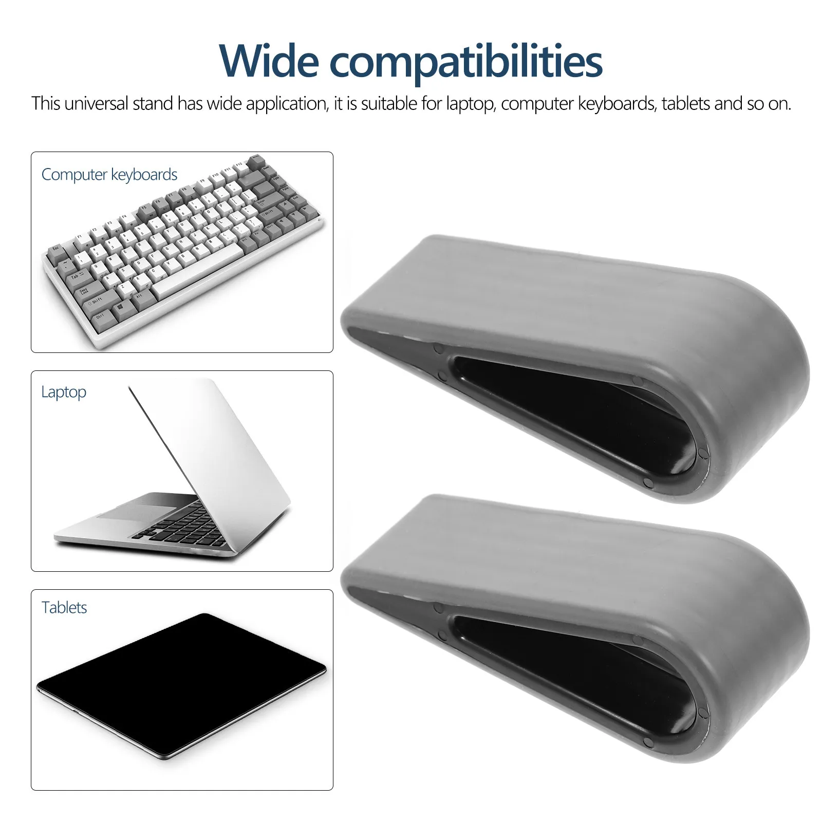 2Pcs 노트북 스탠드 홀더 인체공학적 높이 조절을 위한 프리미엄 실리콘 웨지 라이저 경량 휴대용 데스크탑 사용