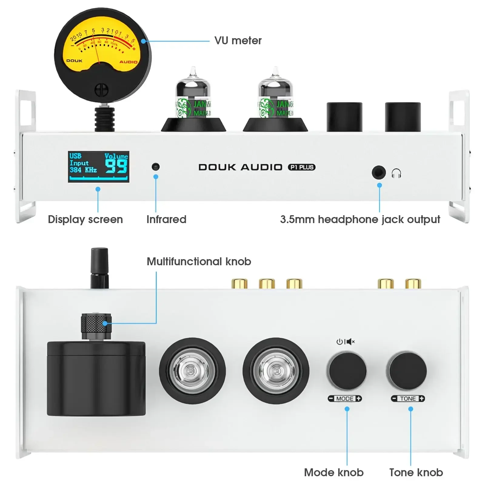 Douk Audio P1PLUS Bluetooth Tube Preamp USB DAC Headphone Amp with VU Meter support DSD256 2