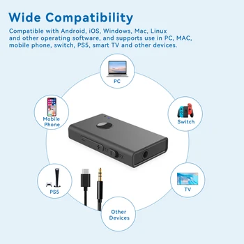 Eppfun Bluetooth 5 3 LC3 LE Audio Transmitter Receiver Low Latency for PC MAC Phone