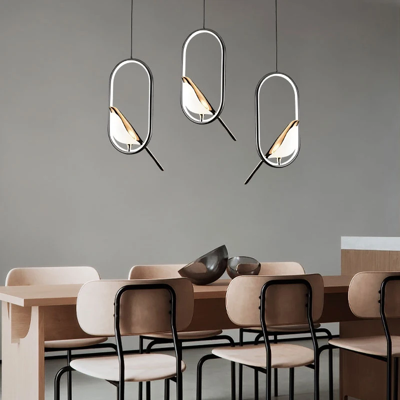 Magpie Bird LED Cord Pendant Lamps AC85-265V Indoor LED Chandelier Lights for Bedside Bedroom Indoor Black Silver Hanging Lights 3