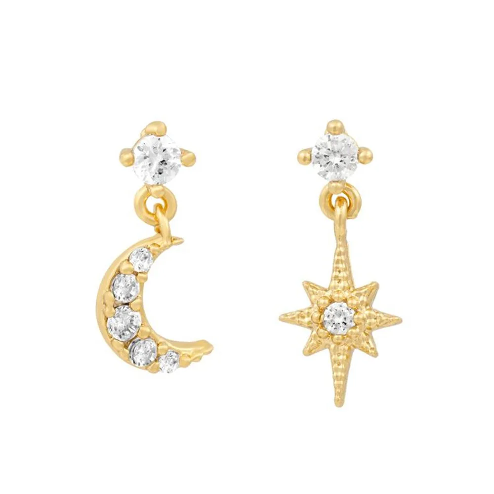 Orecchini A Cerchio Con Zircone Flongo | Luna Piccola In Acciaio Inox | Regalo Donna Compleanno Natale - 4