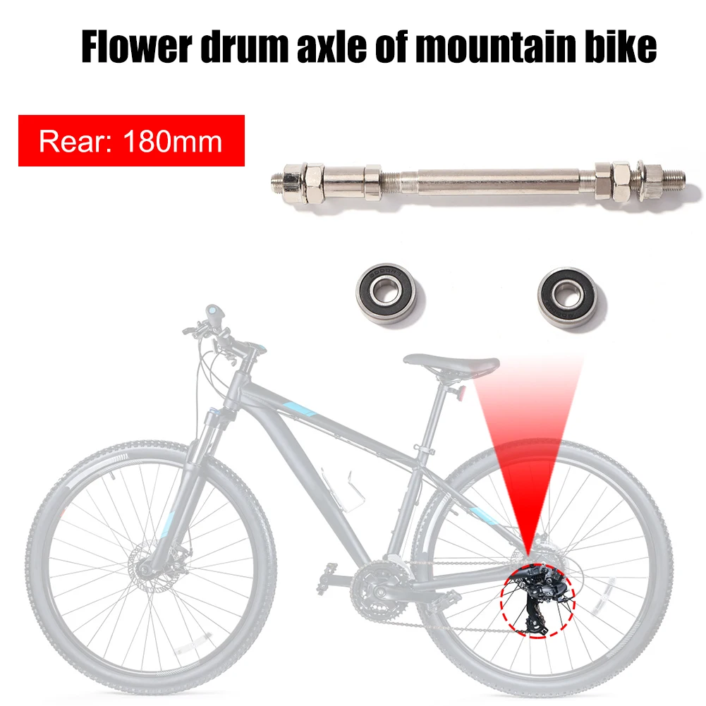 Bicycle Wheel Hub Bearings 140mm 180mm Mountain Bike Front Rear Wheel Hub Axle With 2 Bearings