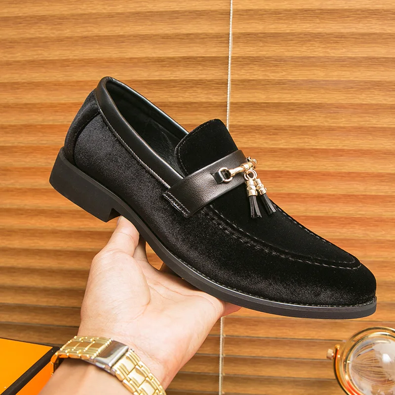 Men's Banquet Casual Leather Shoes Business Fashion Oxford Shoes Men Loafers Handmade Business Social Moccasin Suede Dress