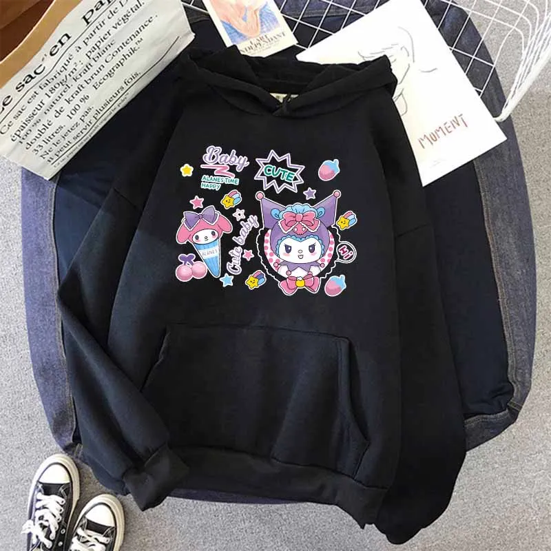 

Kawaii Sanrio Kuromi Printed Women's Hoodie Fashion Japanese Anime Sweatshirt Gothic Outdoor Sports Casual Pullover Clothing