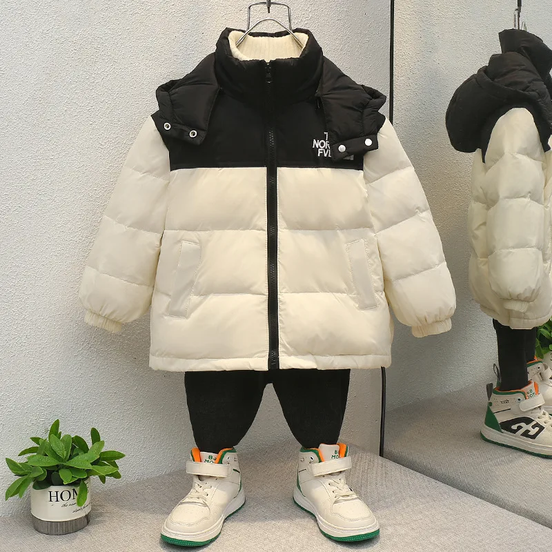 Winter New Children's down Jacket Boys and Girls Thickened Warm Clothes Hooded Children's Bread Clothing  Boy down Jacket