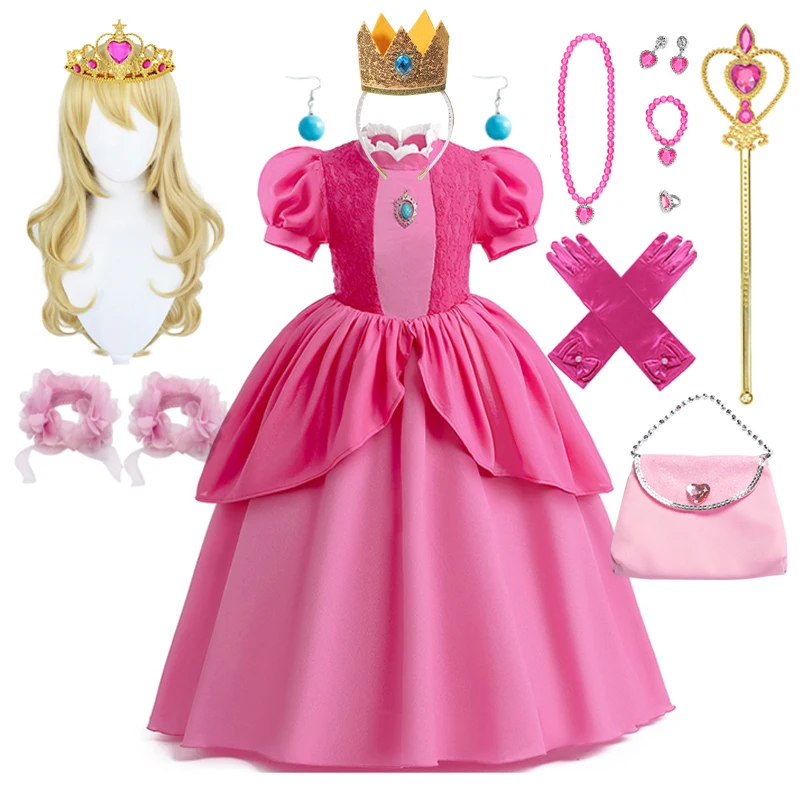 Peach Princess Dress For Girl Children Stage Performance Clothes Kids Carnival Birthday Party Revelry Festival Cosplay Costume