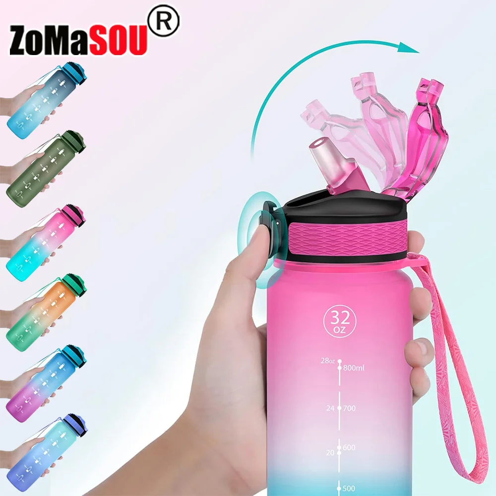 sports water bottle sports bottle water bottle 1L with time scale for outdoor travel gym office