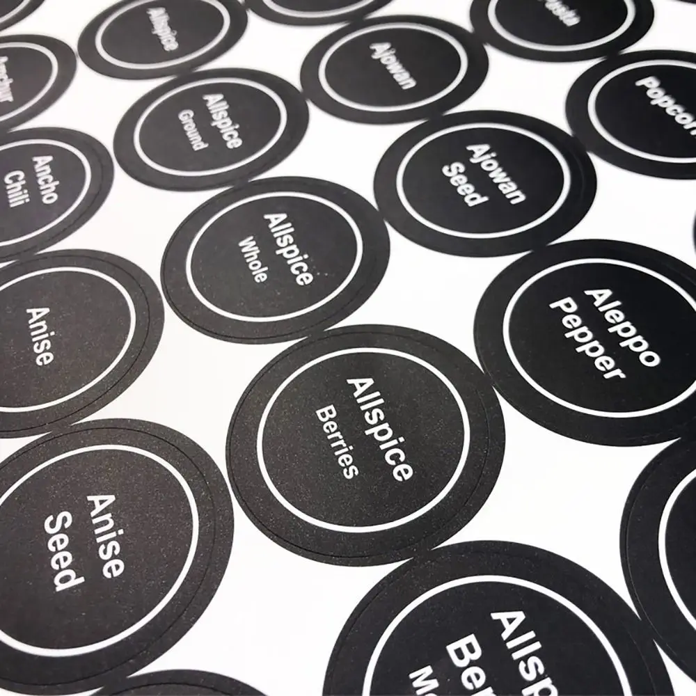 Label Stickers 5 Sheets 180Pcs/set Blackboard Chalkboard Spice Labels for Kitchen Storage Organizer Round Mason Jars