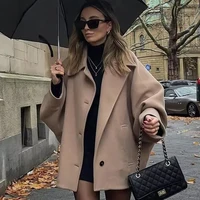 TRAF Woman Winter Coats Faux Wool Coats And Mixtures Oversized Long Coat Women Autumn Long Sleeve Solid Coats Casual Warm Parkas 2