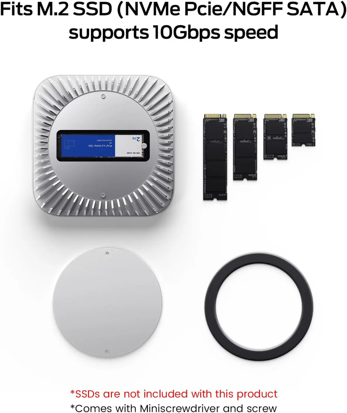 Mac Mini M4 Dock, USB C 허브 알루미늄 Mac Mini 스탠드 및 Mac Mini M4 및 M4 Pro 2024용 HDMI 허브(M.2 NVMe/SATA SSD 인클로저 포함)