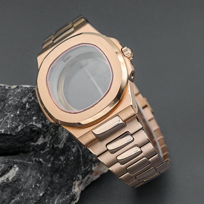 

41mm nh35 case rose gold watch case fit Seiko Nautilus nh36 movement stainless steel watch strap sapphire crystal glass parts