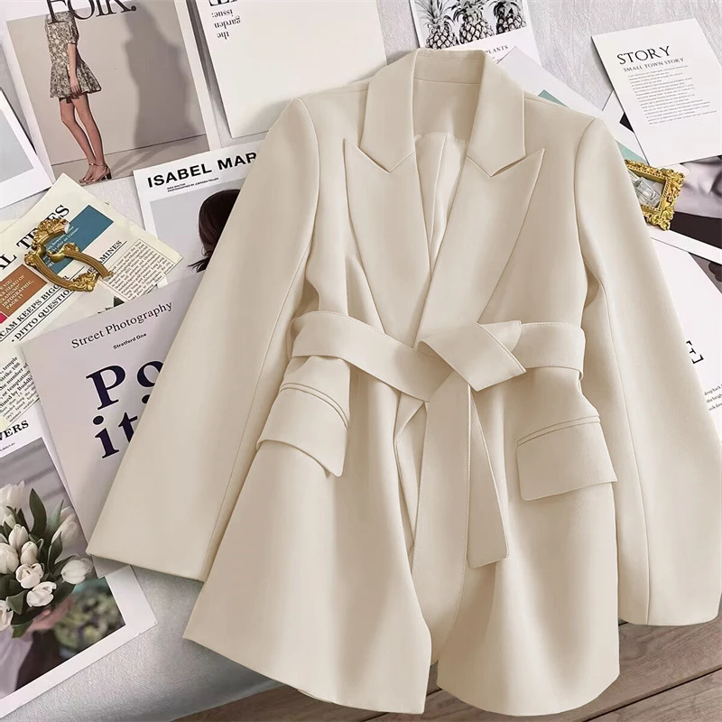 Jackets for Women Blazer Coats 2024 Spring New Tie Up Slim Jacket Tops Korean Fashion Temperament Office Lady Coats Blazer Women