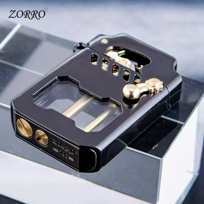 ZORRO Mecha Transparent Fuel Tank Mechanical Ejection Oil Lighter Metal Creative Gift gas lighter kerosene lighter