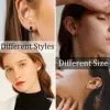 1-9 Pairs Black Color 316L Stainless Steel Non-Piercing Clip on Cross Chain Dangle Hoop Earrings CZ Magnetic Stud Earrings Set 2