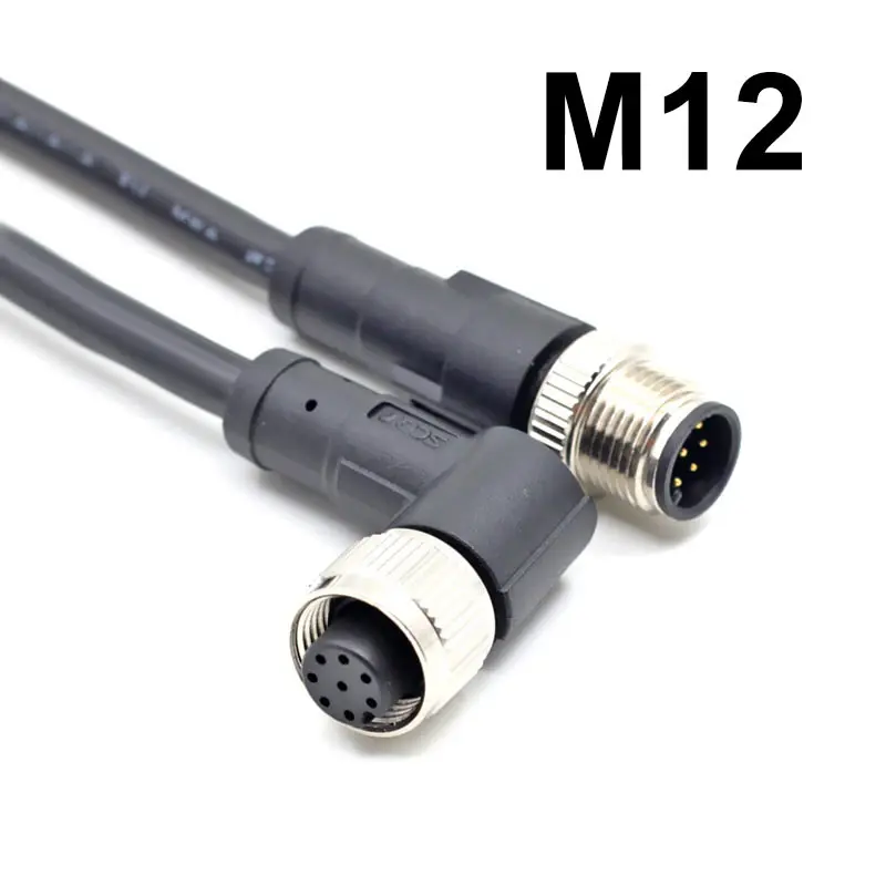 Fio Conector Roscado M12 Macho e Fêmea Plugue de Aviação com Cabo à Prova Dágua Dados Sistemas de Telecomunicações Ip67 2pin Pin Pin Pin Pin Pin 12pin