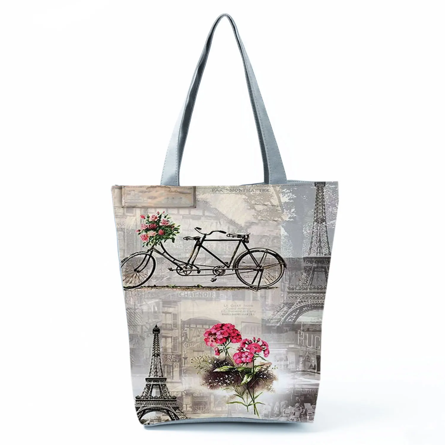 Flower Paris Eiffel Tower Canvas Backpack - Lightweight Laptop Bag For School & Travel