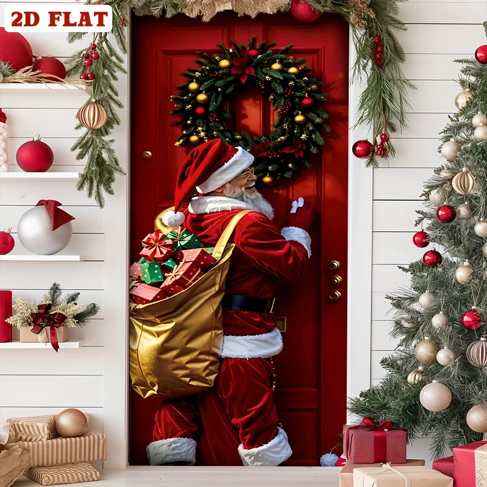 2D-Flugzeug, 2D-Türbanner, Weihnachtsmann-Thema, Weihnachtsdekoration aus elastischem Stoff, Weihnachtsdekoration – Detail 8
