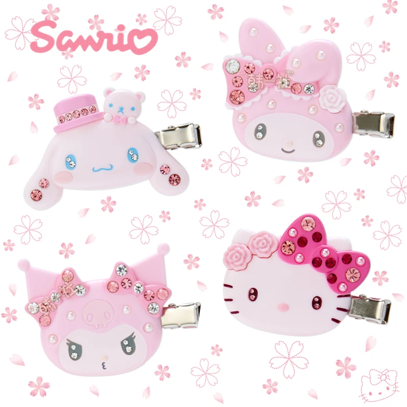 

Hello Kitty Kawaii Kuromi My Melody Cartoon Sakura Hairpin Anime Sanrio Girl Heart Cute Children's Hair Accessories Girl Gift