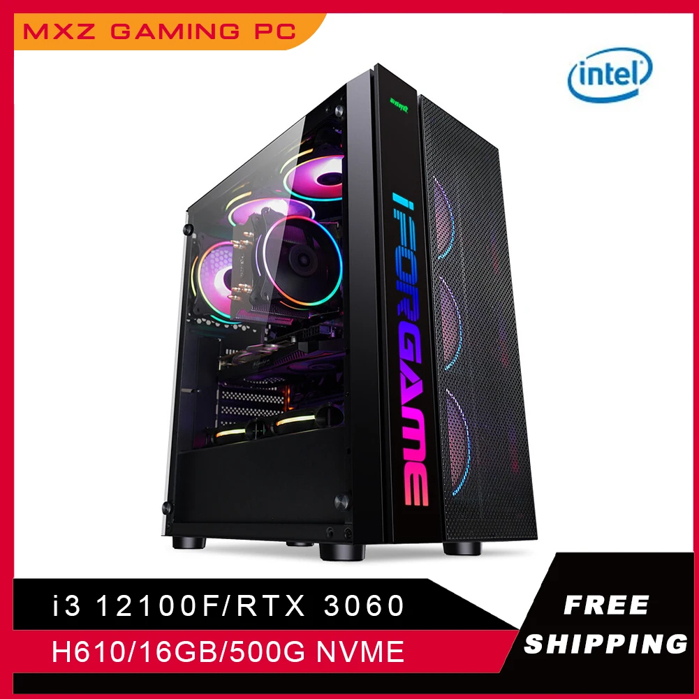 MXZ Customize Gaming Pc i3 12100F RTX2060S/RTX3060 500GB NVME Pc Gamer