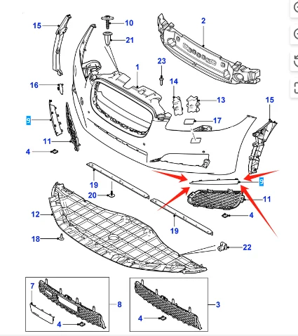C2Z13455 Front Bumper Side Grille Cover For Jaguar XF 2009-2015