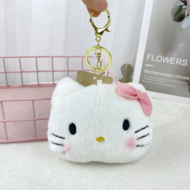 kawaii kt cat purse wallet card bag sanrio cartoon anime personality kt cat large capacity multifunction card storage accessory Kawaii Sanrio Hello Kitty Plush Coin Purse Cinnamoroll Kuromi Mymelody Plush Keychain Anime Girl Bag Wallet Birthday Gifts Kids