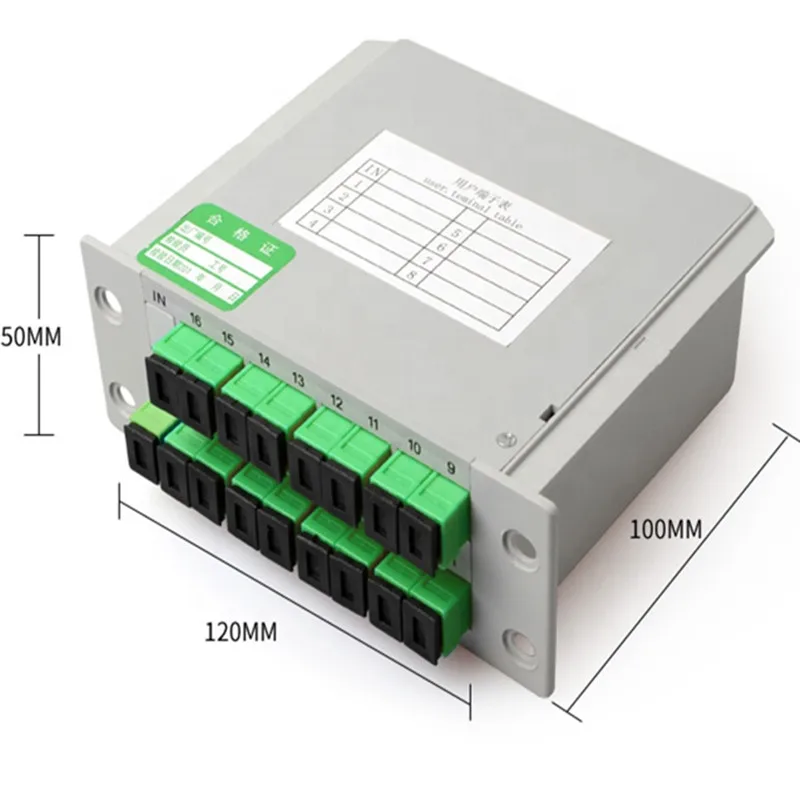 

5 Pcs Fiber Optic PLC Splitter 1*16 Optical SC/UPC/APC Box Type Insert Distribution Connector