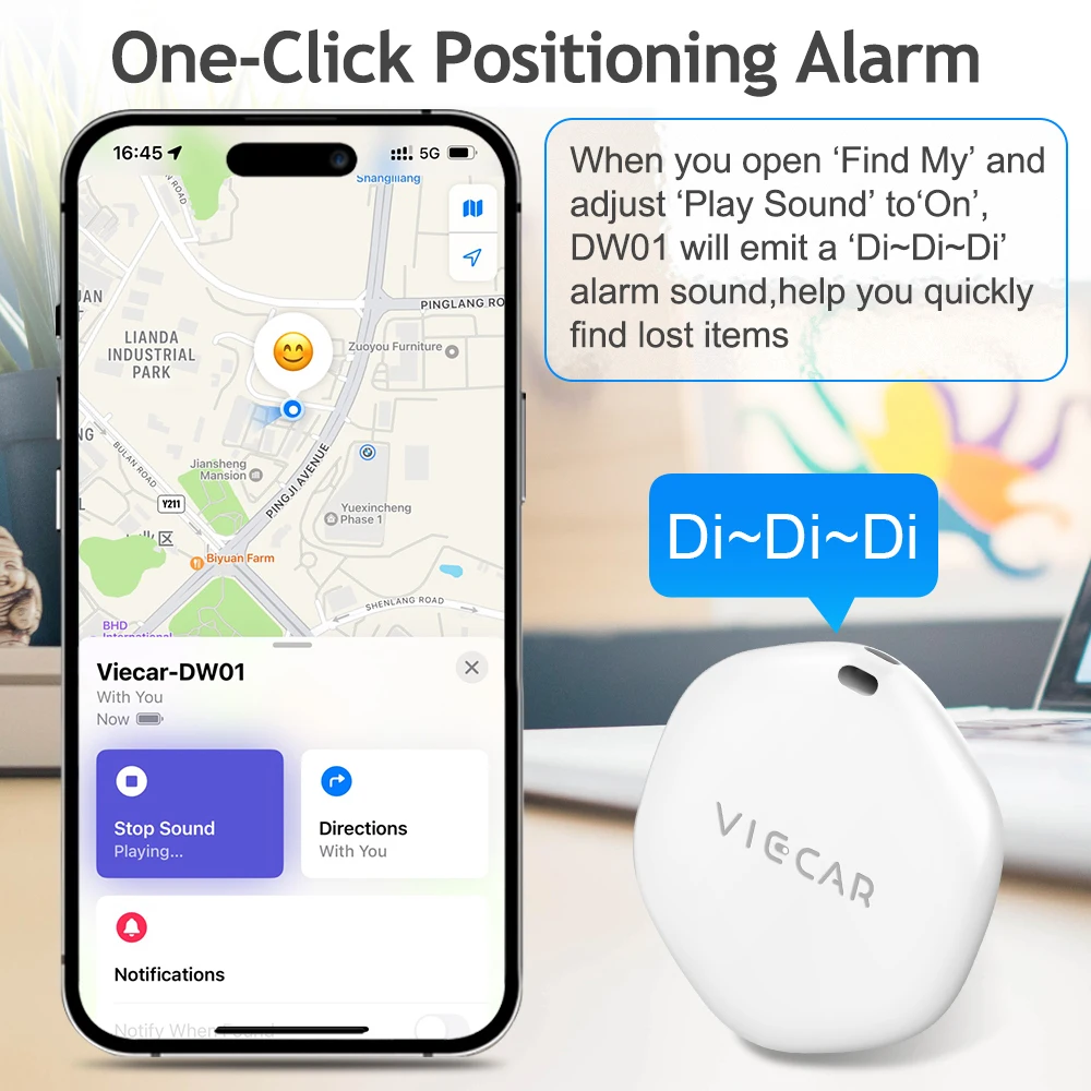 Mini Viecar Car GPS Tracker Anti Lose Motorcycle Wireless Real Time Smart Tracker Anti-theft Reminder For Find My For IOS/IMAC