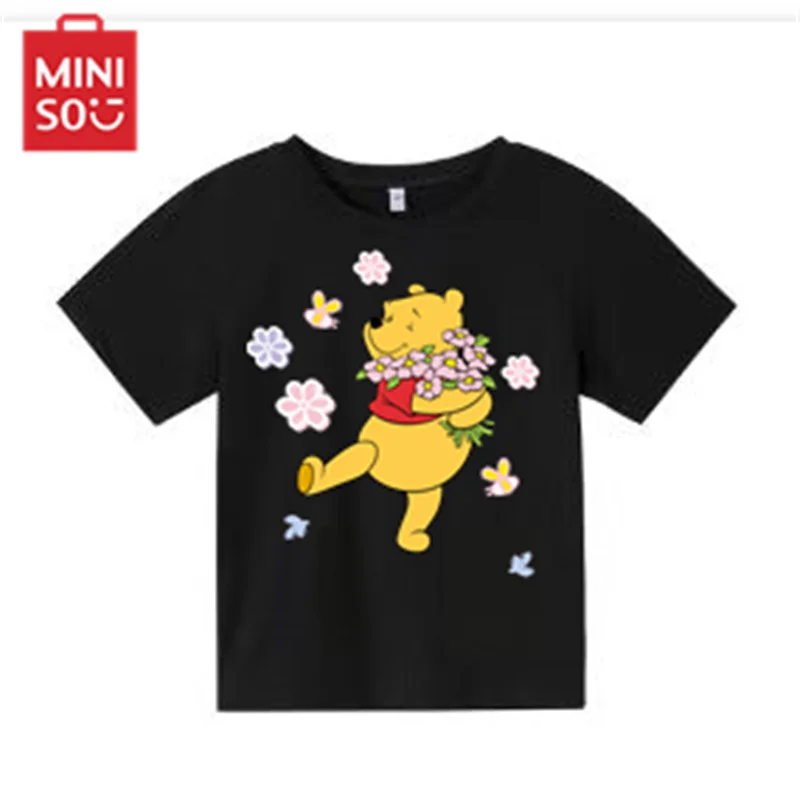 

New cool leisure sports spring summer cotton T-shirt cartoon boys and girls solid color printed short sleeve top 100-160