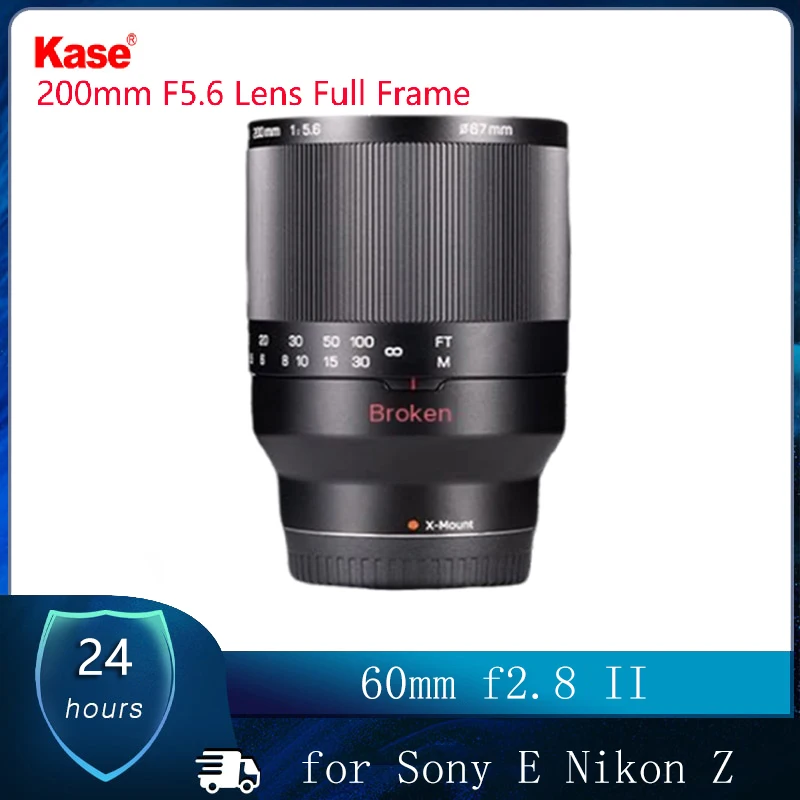 Kase 200Mm F5.6 Obiettivo Full Frame Messa A Fuoco Manuale Girare Indietro Obiettivo Della Fotocamera Per Sony E Fuji Xf/Gfx Nikon Z Canon Ef/Rf Mount