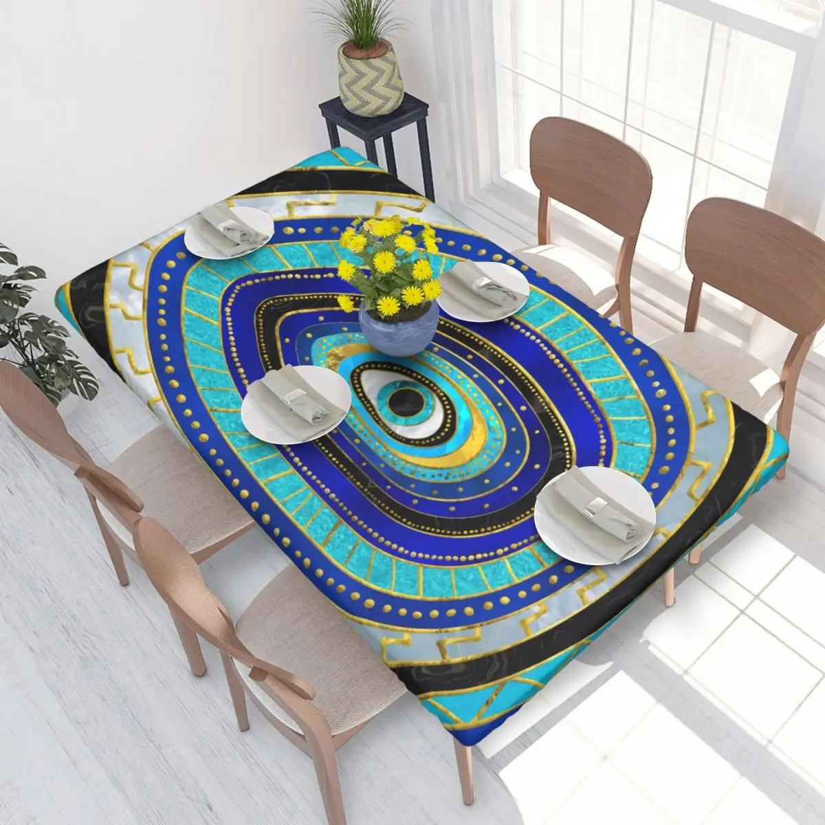 Evil-Eye-Amulet-Ornament-Rectangular-Tablecloth-Waterproof-4FT-Table ...