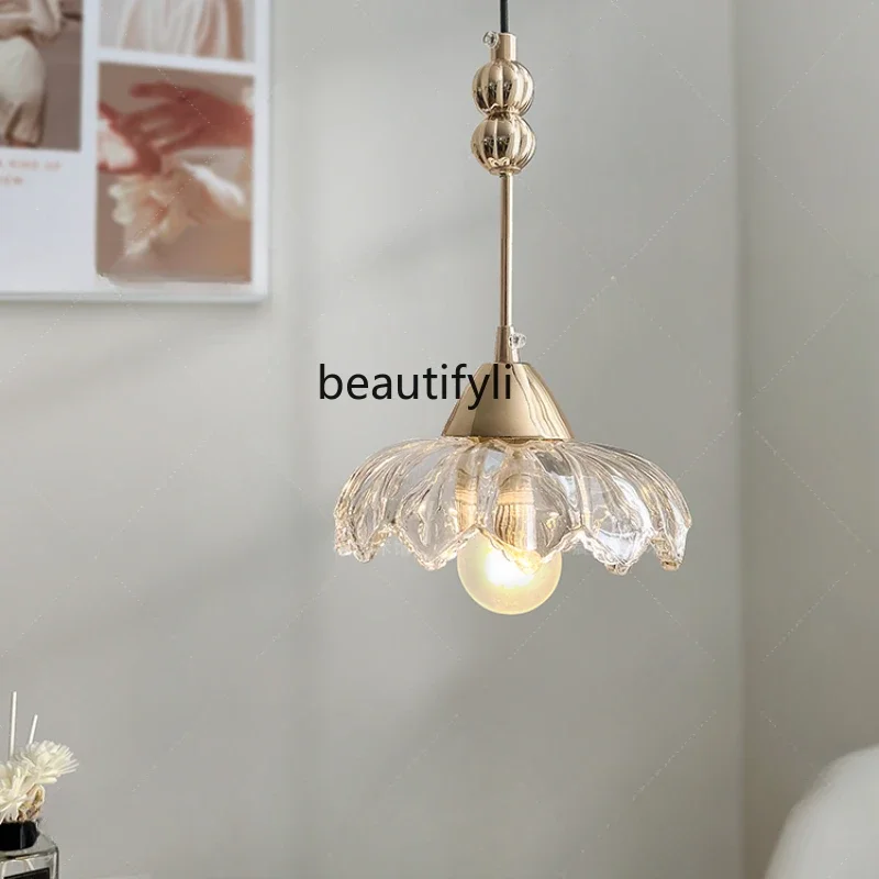 

French Entry Lux Nordic Cream Style Bedroom Bedside Lamp Restaurant Bar Glazing Plate Glass Chandelier