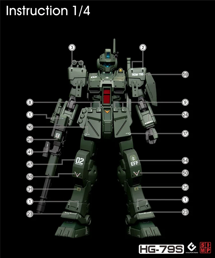 EVO HG-79S 형광 워터 슬라이드 데칼 HG 1/144 RGM-79S GM 스파르탄 초고정밀 취미 DIY 조립 모델 장식에 적합