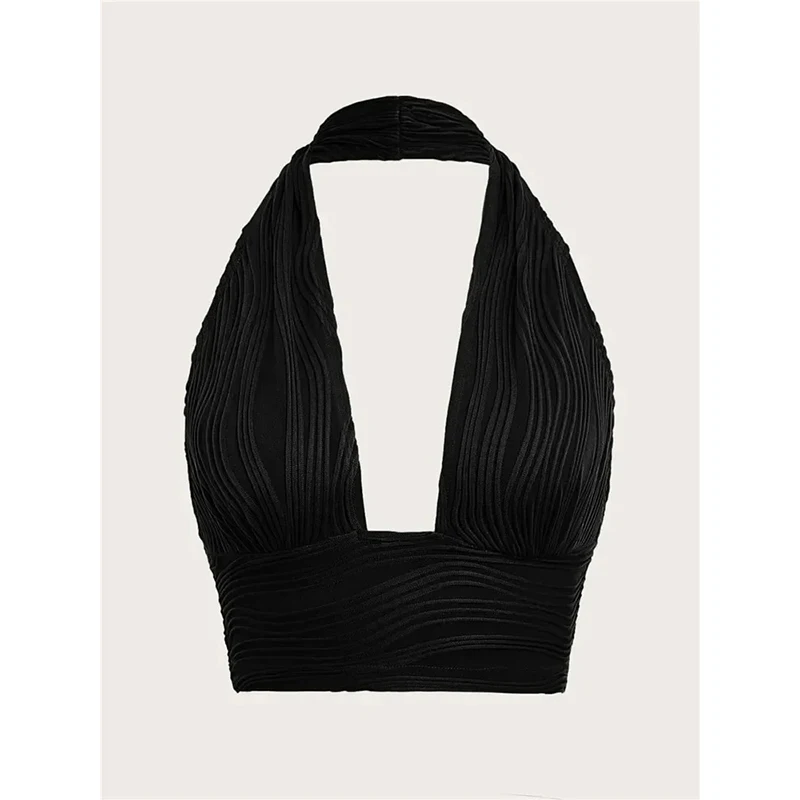 

Sexy Solid Backless Crop Halter Top Women Summer 2024 Y2K Clothes High Street Style Club Sleeveless Top Streetwear