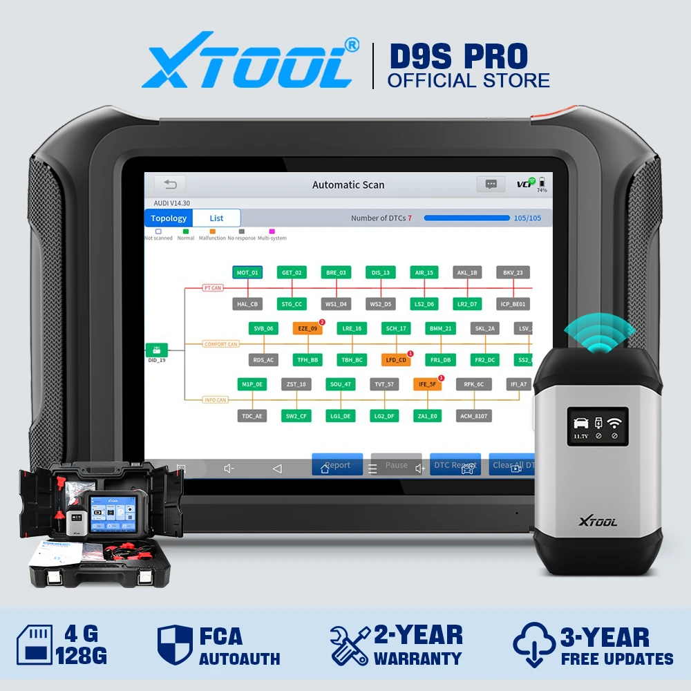 XTOOL D9S PRO electronic control unit programmer with Bluetooth, car diagnostic tools, bidirectional control, more than 45 reset f...