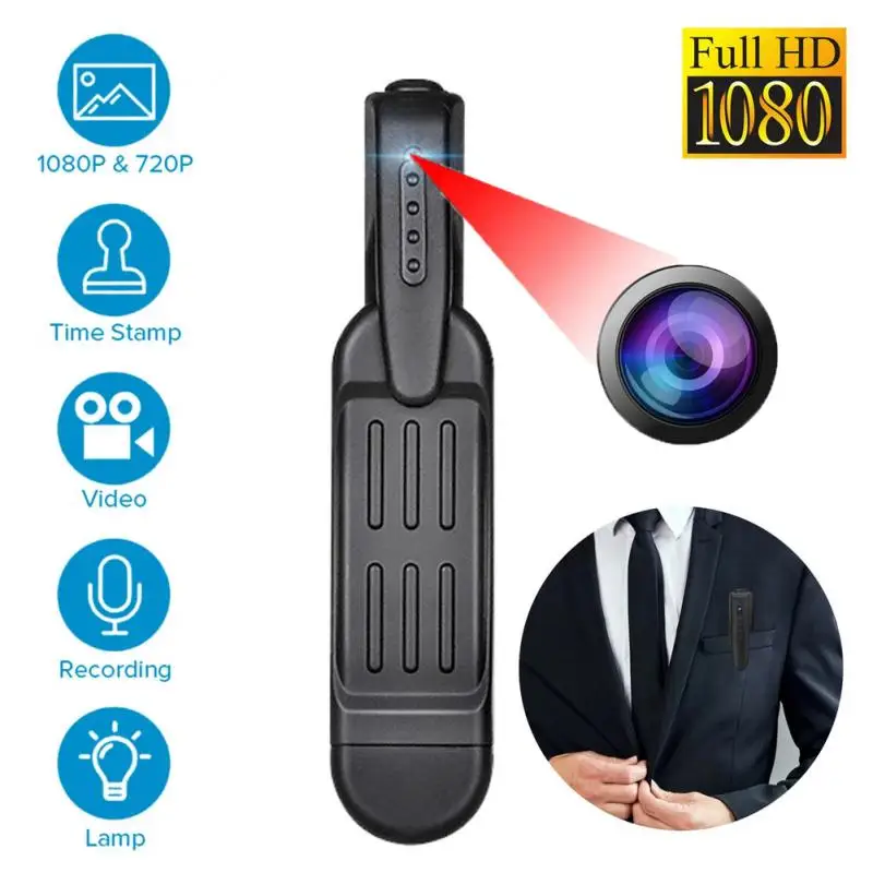 Full HD 1080P T189 Mini Camera Wearable Body Pen Cam Digital Small Sport DV Micro Camcorder Video Recorder Support Hidden Card