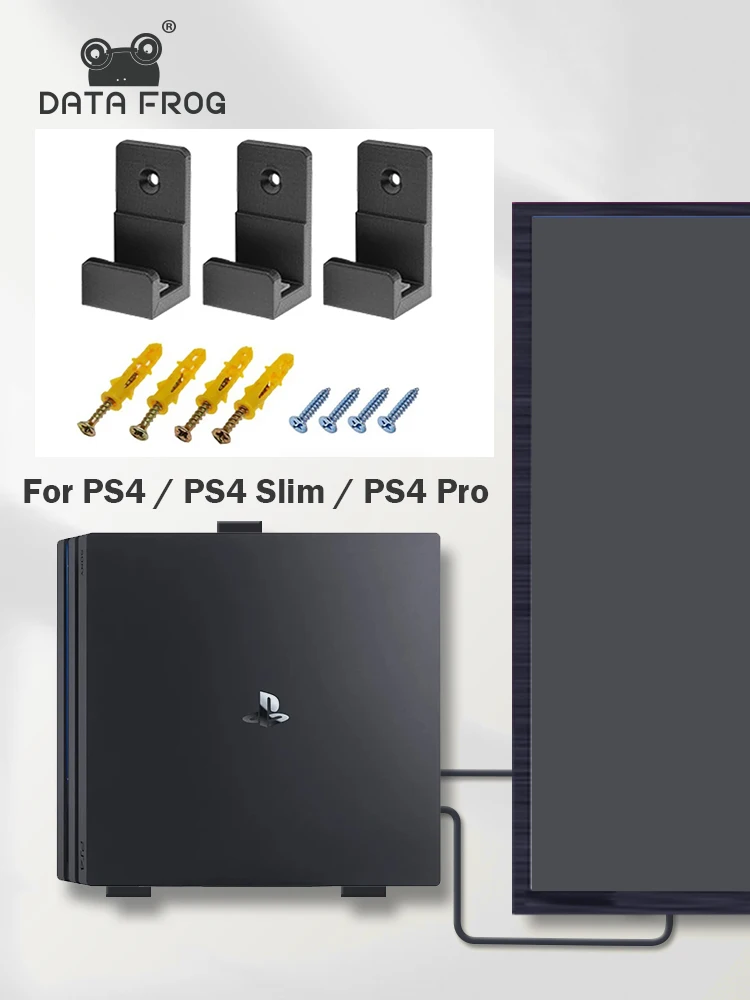 DATA FROG 벽 마운트, PS4 콘솔 호스트 랙 스토리지 마운트 브래킷 거치대, PS4 프로, PS4 슬림 액세서리, 세트당 3 개