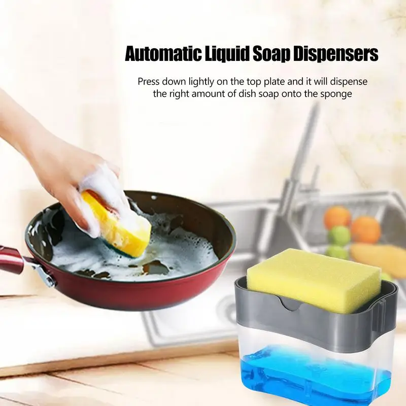 Dish Soap Dispenser Portable Soap Container With Sponge Reusable Large  Capacity Dish Washing Soap Organizer For Home Kitchen - AliExpress