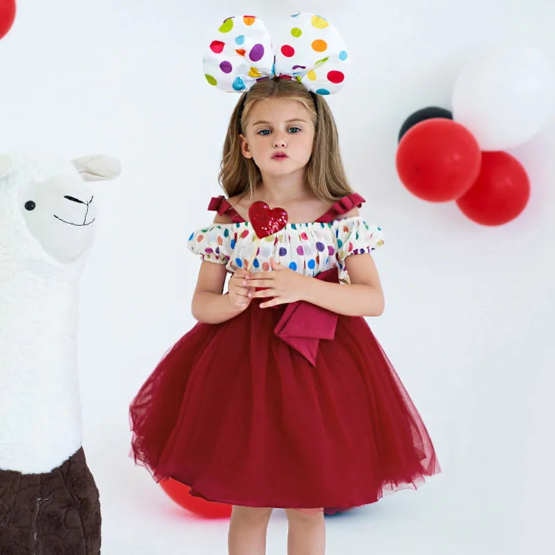 

Элегантное детское платье принцессы для девочек, костюм на Хэллоуин, платья для дня рождения для девочек в горошек, детское свадебное платье подружки невесты