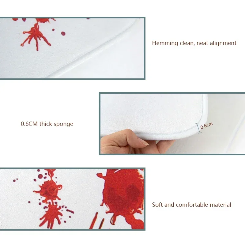 Blood Bathmat Bloody Footprints 3D Bathroom Floor Bath Mat Carpet Non-Slip Rugs Indoor Outdoor Doormat