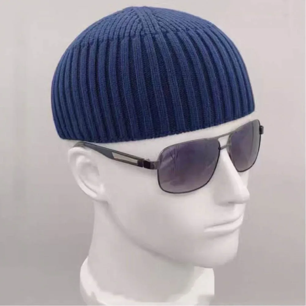 Straße Einfarbig Gestrickte Kappe Brimless Warm Halten Vintage Kuppel Hut Elastische Melone Beanie Cap Outdoor